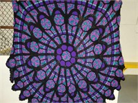 Large circular stained glass window afghan
