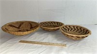 Three Hand Woven Baskets