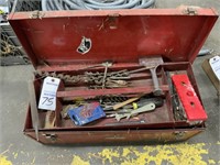 Red Metal Toolbox with Tools