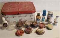 Vintage Shoe Polish Containers & Metal Bread Box