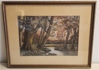 Beautiful Vintage Forest Scene Framed Print