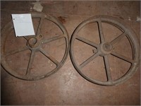 Pair of 2 Cast Iron Wheels