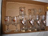 10 Vintage Hunting Scene Drink Glasses