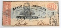 CONFEDERATE $20 LOUISIANA NOTE, MARCH 1863