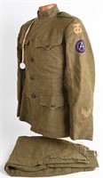 WWI 90TH DIVISION IDED UNIFORM WITH DOG TAGS