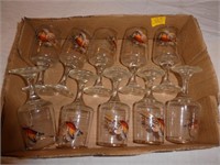 Set of 10 Vintage Hunting Small Glasses