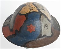 WW1 US Army 6TH DIVISION PAINTED CAMO HELMET WWI