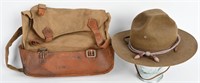 WW1 US MEDICAL CORPS CAMPAIGN HAT MUSETTE BAG LOT