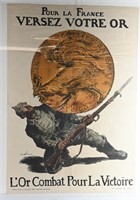 WW1 FRENCH WAR BOND POSTER FIGHT FOR VICTORY WWI