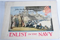 WWI ENLIST IN THE NAVY POSTER BY GEORGE H. WRIGHT