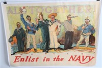 WWI ALL TOGETHER ENLIST IN THE NAVY POSTER 1917