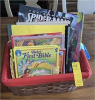 nice basket with childrens books