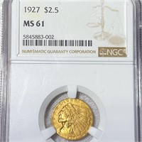 1927 $2.50 Gold Quarter Eagle NGC - MS61