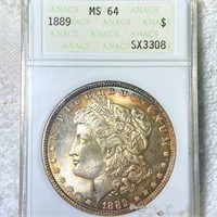 1889 Morgan Silver Dollar ANACS - MS64