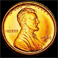 1909-S V.D.B. Lincoln Wheat Penny CHOICE BU RED