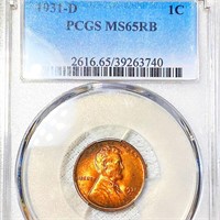 1931-D Lincoln Wheat Penny PCGS - MS 65 RB