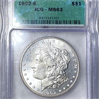 1902-S Morgan Silver Dollar ICG - MS63