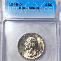 1949-D Washington Silver Quarter ICG - MS66+