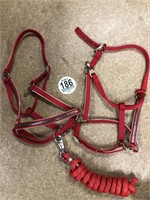 Tag #186 2 Red & Gold Horse Halter w/ a lead