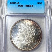 1881-S Morgan Silver Dollar ICG - MS64