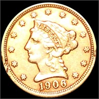 1906 $2.50 Gold Quarter Eagle CLOSELY UNC