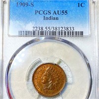 1909-S Indian Head Penny PCGS - AU55