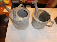 Pair of 2 Old Tin Watering Cans