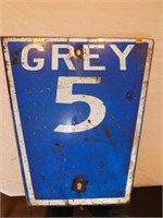 Grey Road 5 Steel Sign