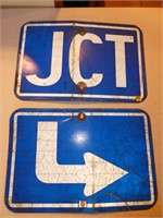 2 Steel Signs-"JCT" & "Arrow"