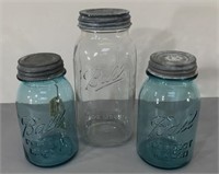 Old Mason Jars w/Zinc/Glass Lids