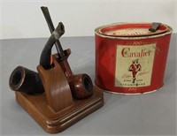 Pipes w/Stand & Vintage Cigarette Tin