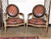 Council Craftsman Leather Arm Chairs