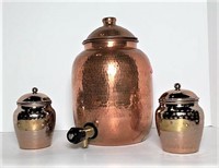 Copper Beverage Dispenser & Aman Lidded Canisters