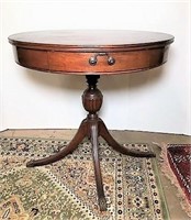 Wooden Drum Table with Metal Claw Feet