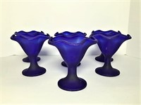 Frosted Cobalt Sundae Dishes- Lot of 6