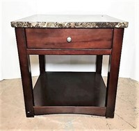 1 Drawer Side Table with Faux Marble Top