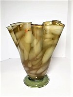 Large Art Glass Footed Vase