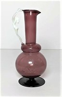 Art Glass Purple Pitcher with Lady Figural Handle