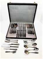 800 Silver Flatware in Case & Silver Handled