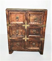 Old Wooden & Brass Apothecary Mini Chest