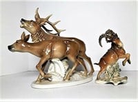 Neutettau Elk & Deer Figurine & Ram Figurine