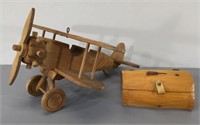 Wood Airplane Model/Toy & Trinket Box