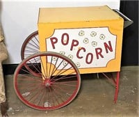 Metal Popcorn Cart with Large Spoke Wheels