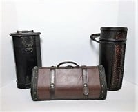 Wine Bottle Carriers- Faux Leather & Wood