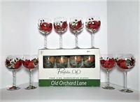 Old Orchard Lane Hand Painted Wine Glasses