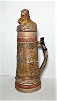 Large Holland Mold Stein with Lid with Jungle