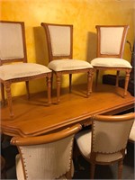 Carved Teak Table and 6 Chairs Set