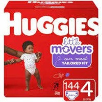 HUGGIES LITTLE MOVERS SIZE:4 W/ 144 DIAPERS COUNT
