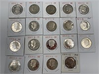 19 Mostly proof Kennedy half dollars, mostly from
