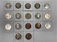 17 Mostly proof Kennedy half dollars, mostly from